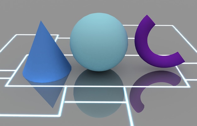 Základní geometrické tvary. 3D renderování