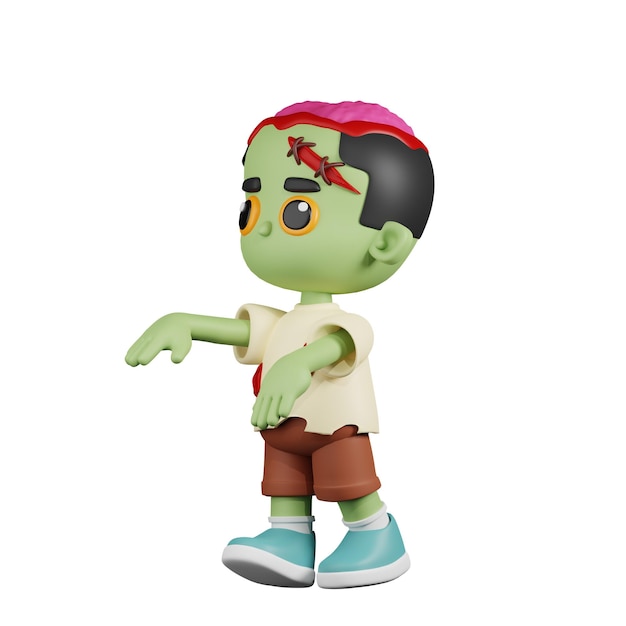 zombie showing creepy 3d cartoon pose