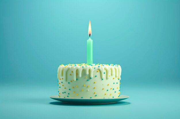 3d cake with lit candle on top