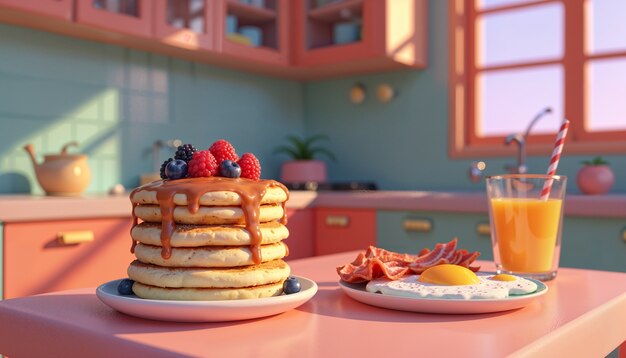 3d cartoon food table