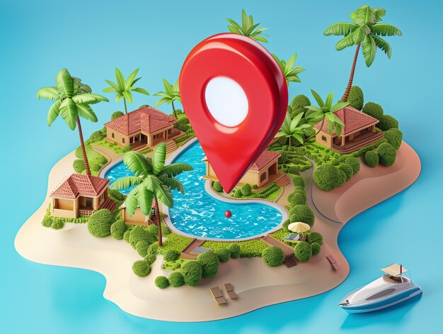 3d cartoon pin location