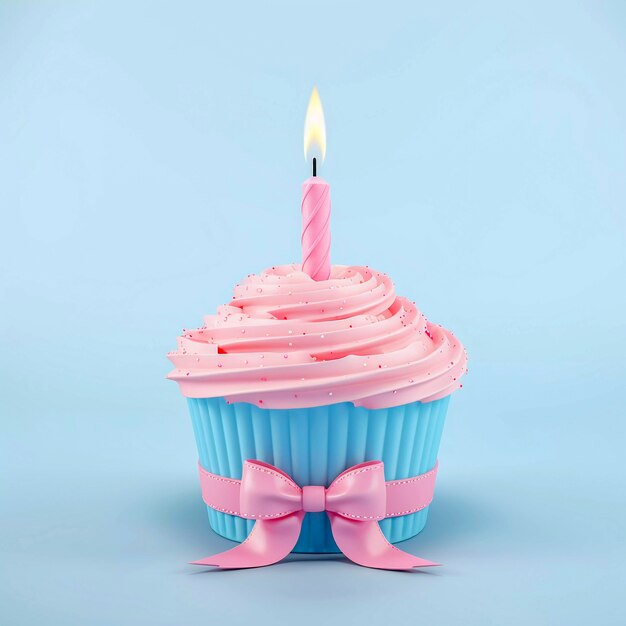 3d cupcake with lit candle on top