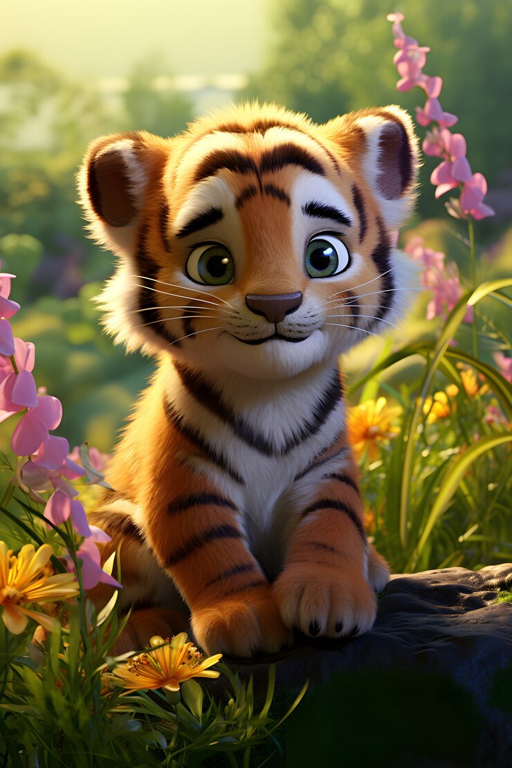 3d rendering of tiger cub