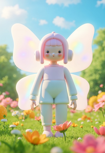 3D renderování roztomilého robota