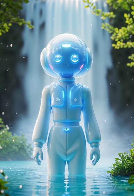 3D renderování roztomilého robota