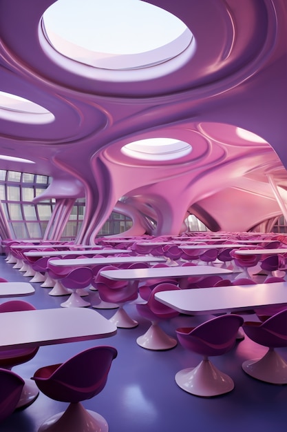 abstract futuristic school classroom