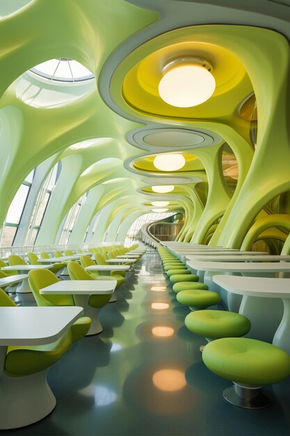 abstract futuristic school classroom