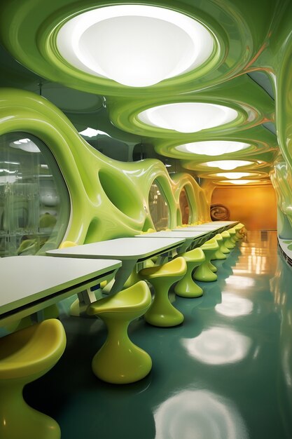 abstract futuristic school classroom
