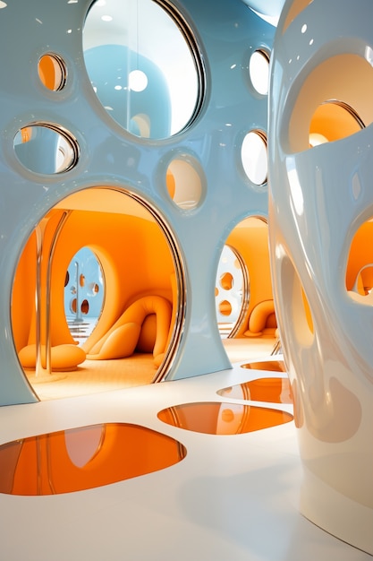 abstract futuristic school classroom