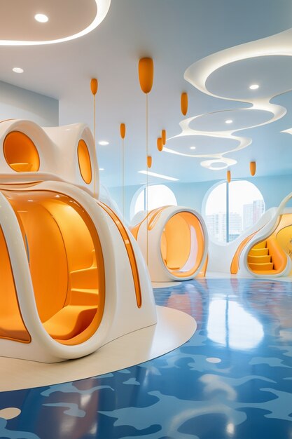 abstract futuristic school classroom