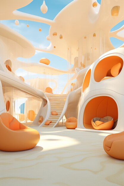 abstract futuristic school classroom
