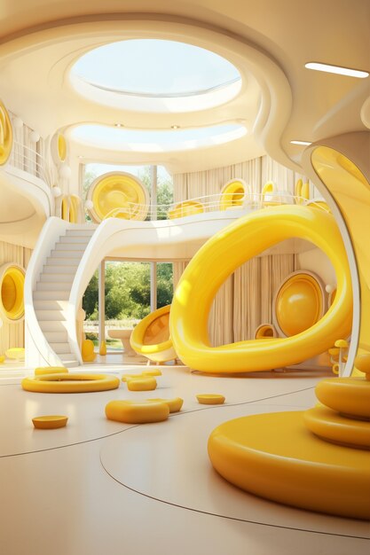 abstract futuristic school classroom