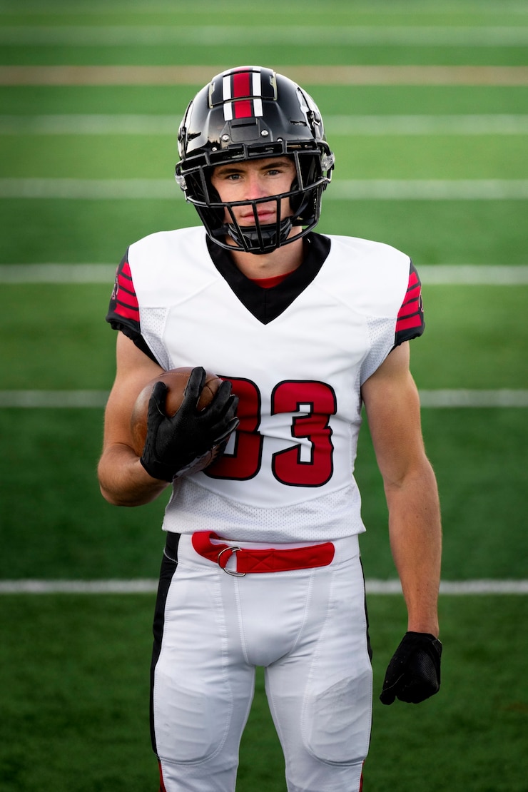 Zdarma Fotografie american male football player in uniform on the field