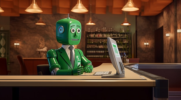 anthropomorphic robot performing regular human job in the future