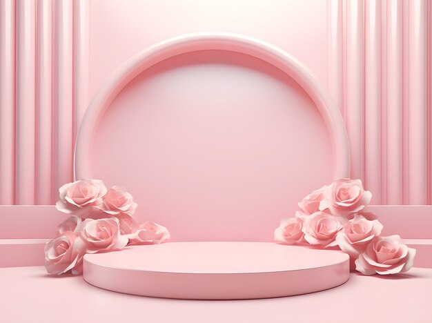 beautiful flowers and stage in studio