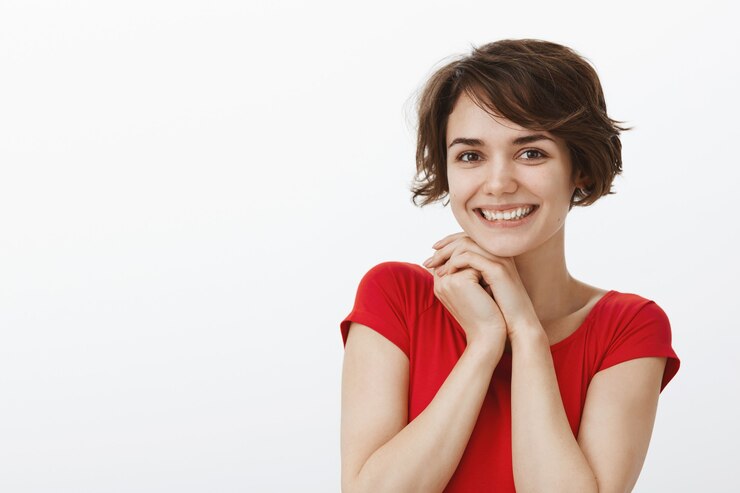 Zdarma Fotografie close-up of attractive young woman looking grateful and delighted, smiling pleased