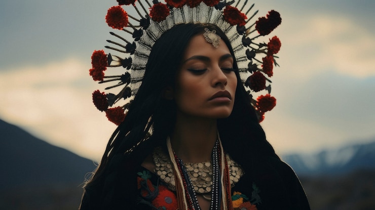 Zdarma Fotografie close up on mexican woman wearing holy mary costume