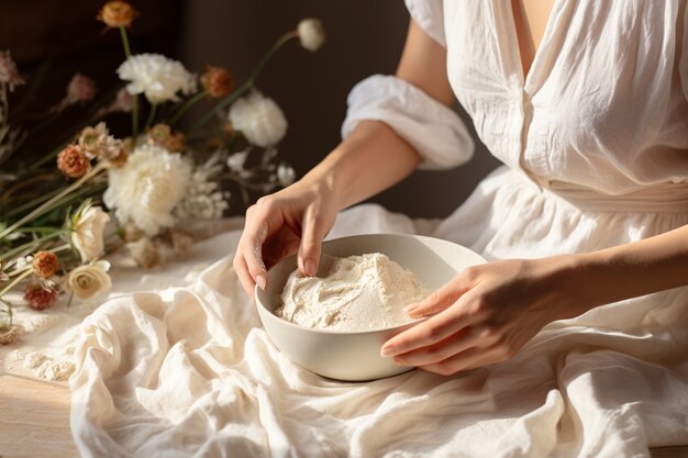 close up on person cooking
