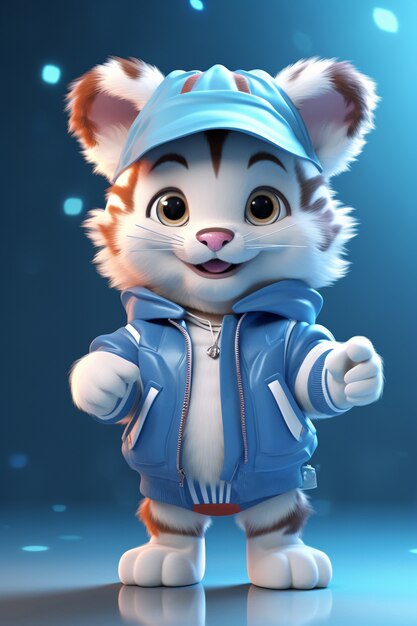 cute tiger wearing clothes in studio