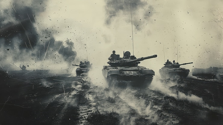 Zdarma Fotografie dark style war tank on battlefield