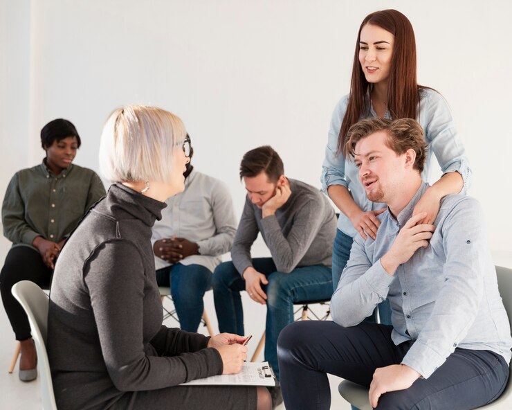 Zdarma Fotografie doctor talking with a man and woman