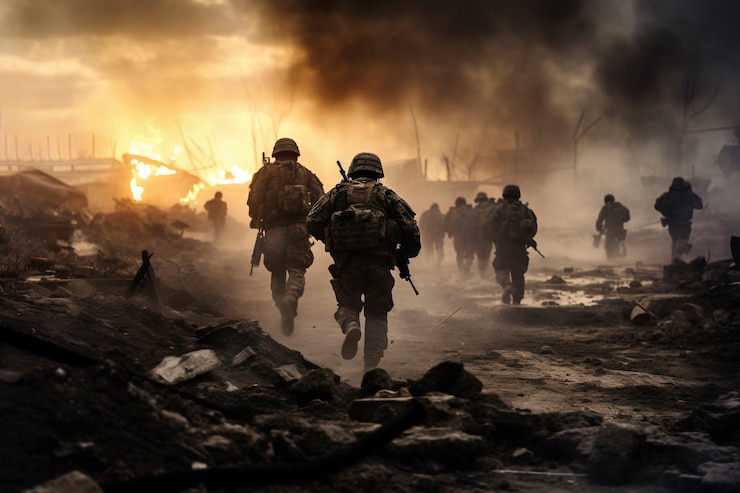 Zdarma Fotografie front view soldiers fighting during war