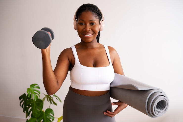 Zdarma Fotografie front view woman training at home