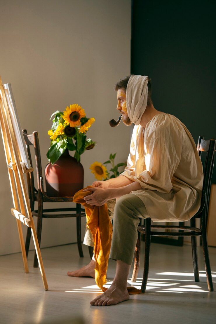 Zdarma Fotografie full shot man  painting on canvas
