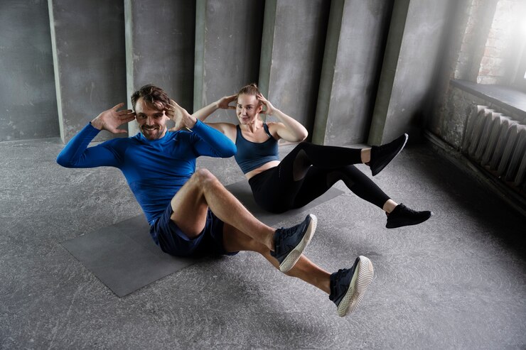 Zdarma Fotografie full shot smiley sporty people exercising