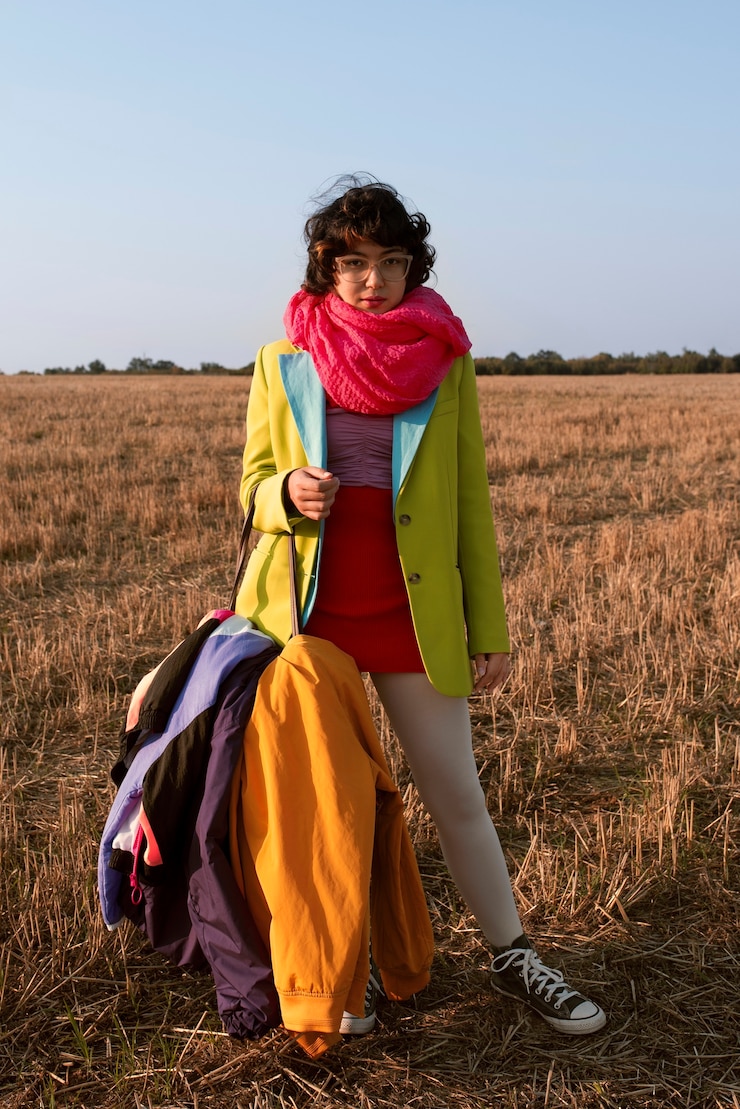 Zdarma Fotografie full shot woman posing fast fashion concept