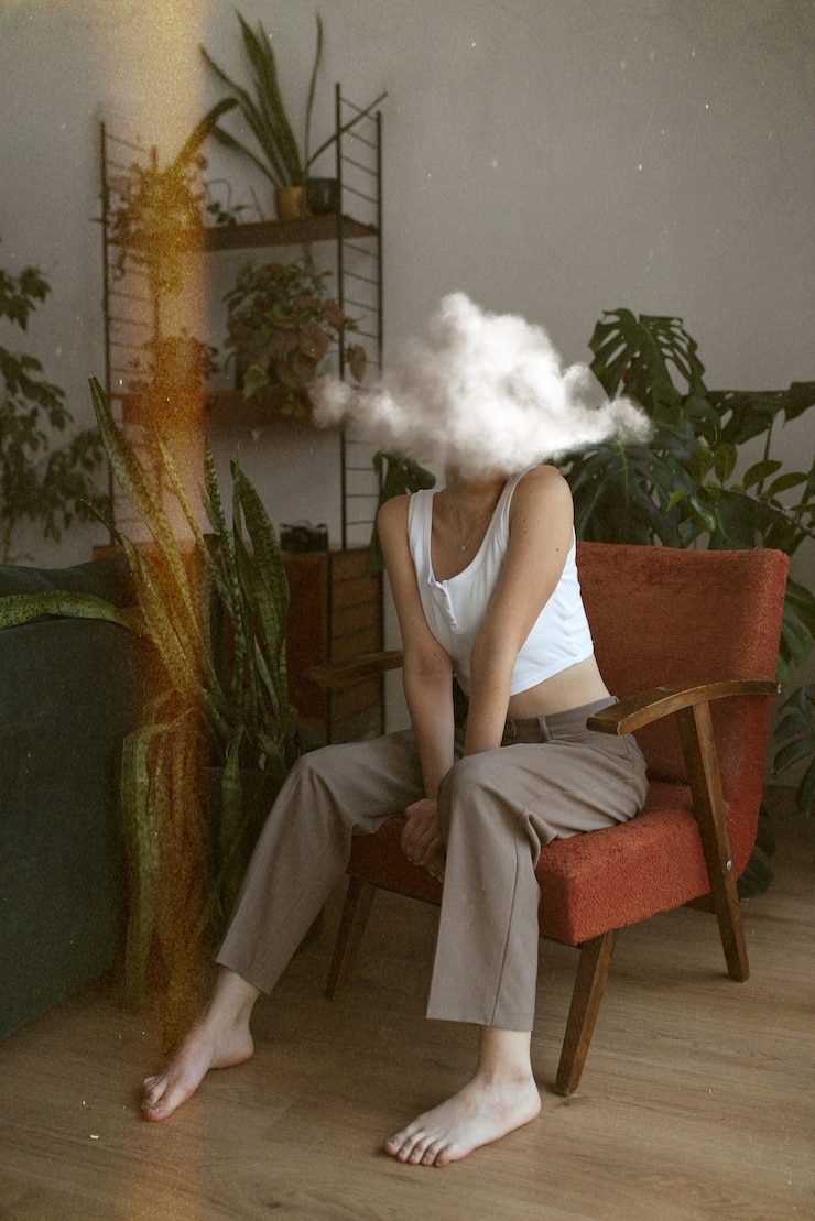 Zdarma Fotografie full shot woman with cloud-shaped head