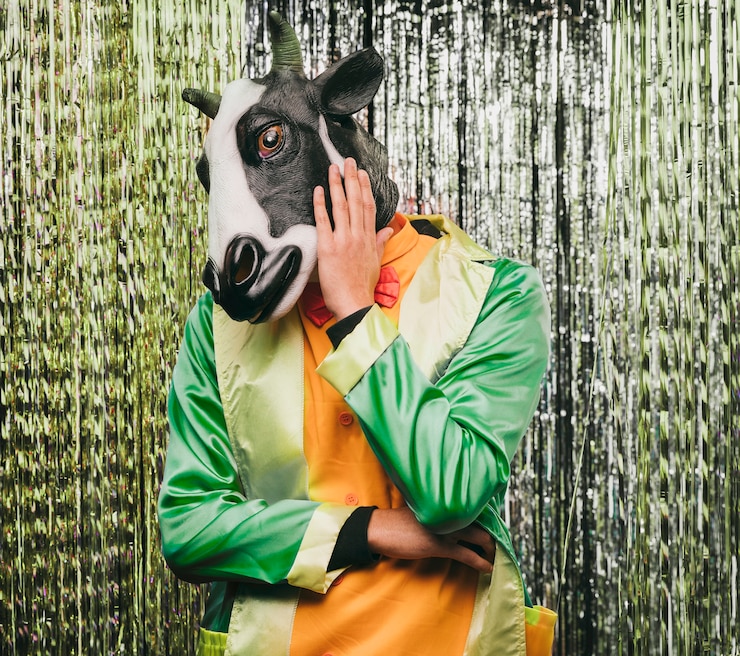 Zdarma Fotografie funny cow costume for carnival party