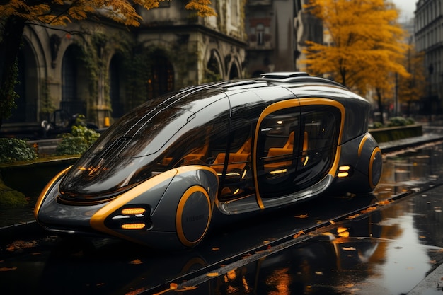 Futuristic mean of transportation in ultra modern city