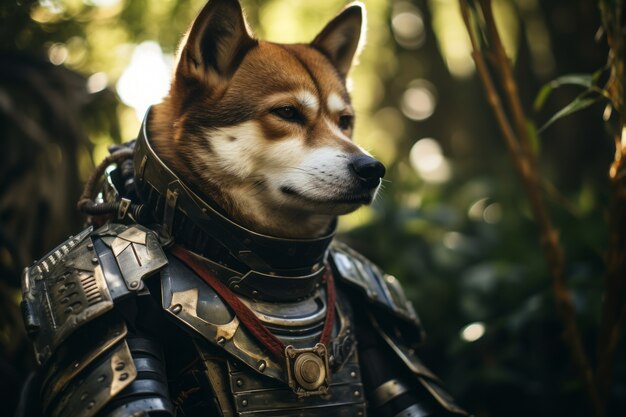 futuristic style dog in nature