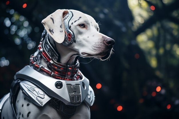 futuristic style dog in nature
