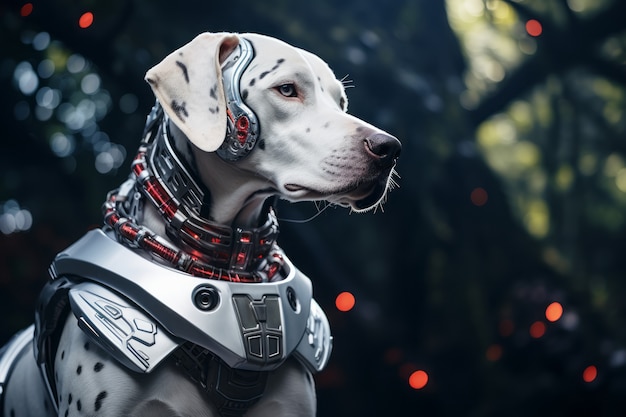 futuristic style dog in nature