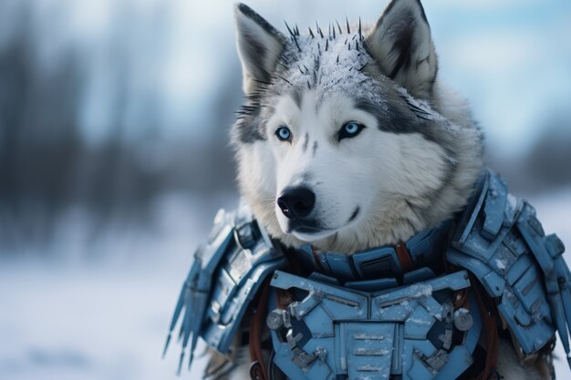 futuristic style dog in nature
