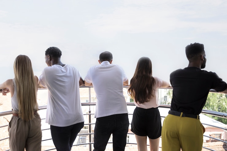 Zdarma Fotografie group of people from behind looking away