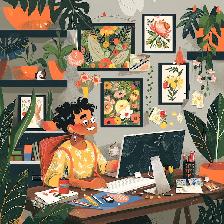 Zdarma Fotografie ilustrace grafického návrháře v digitálním uměleckém stylu