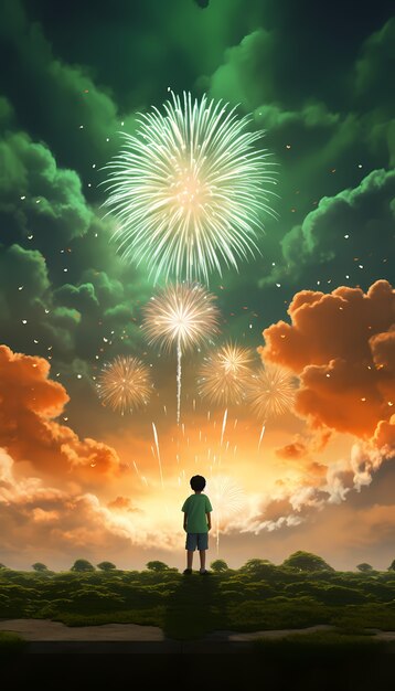 india republic day celebration with 3d fireworks