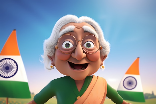 india republic day celebration with 3d person and flag