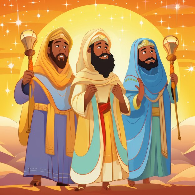 los reyes magos epiphany cartoon illustration