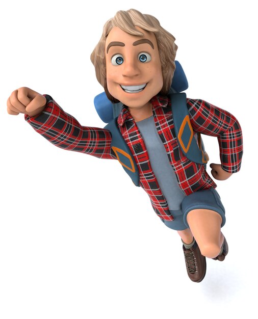 man solo traveling backpacker 3d illustration