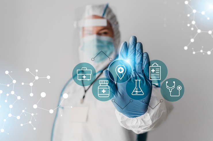 Zdarma Fotografie medical banner with doctor wearing equipment