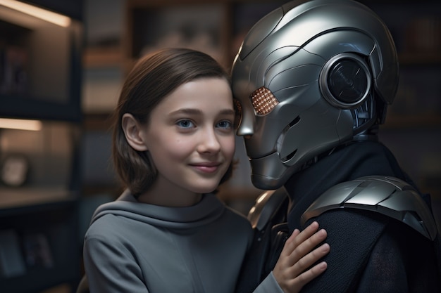 medium shot girl and robot