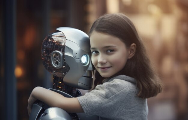 medium shot girl and robot