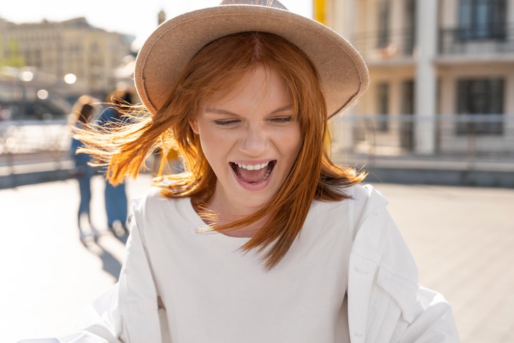 Zdarma Fotografie medium shot happy woman in city