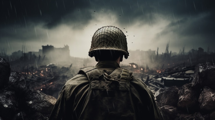 Zdarma Fotografie medium shot soldier in war zone