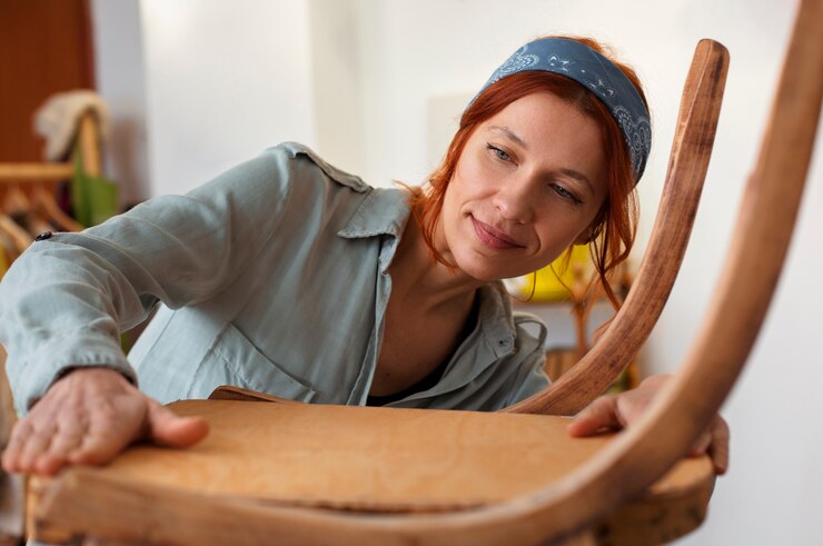 Zdarma Fotografie medium shot woman restoring furniture