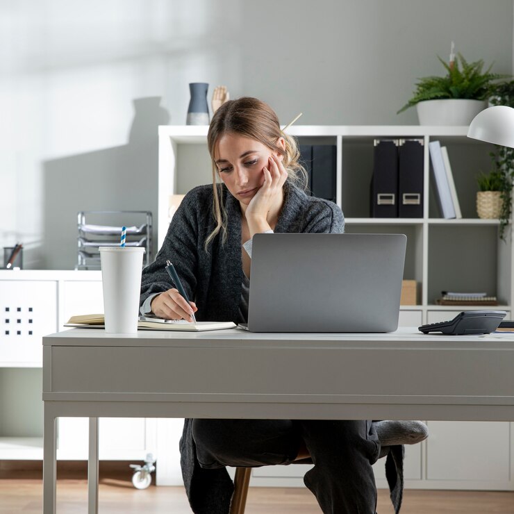 Zdarma Fotografie medium shot woman working at desk